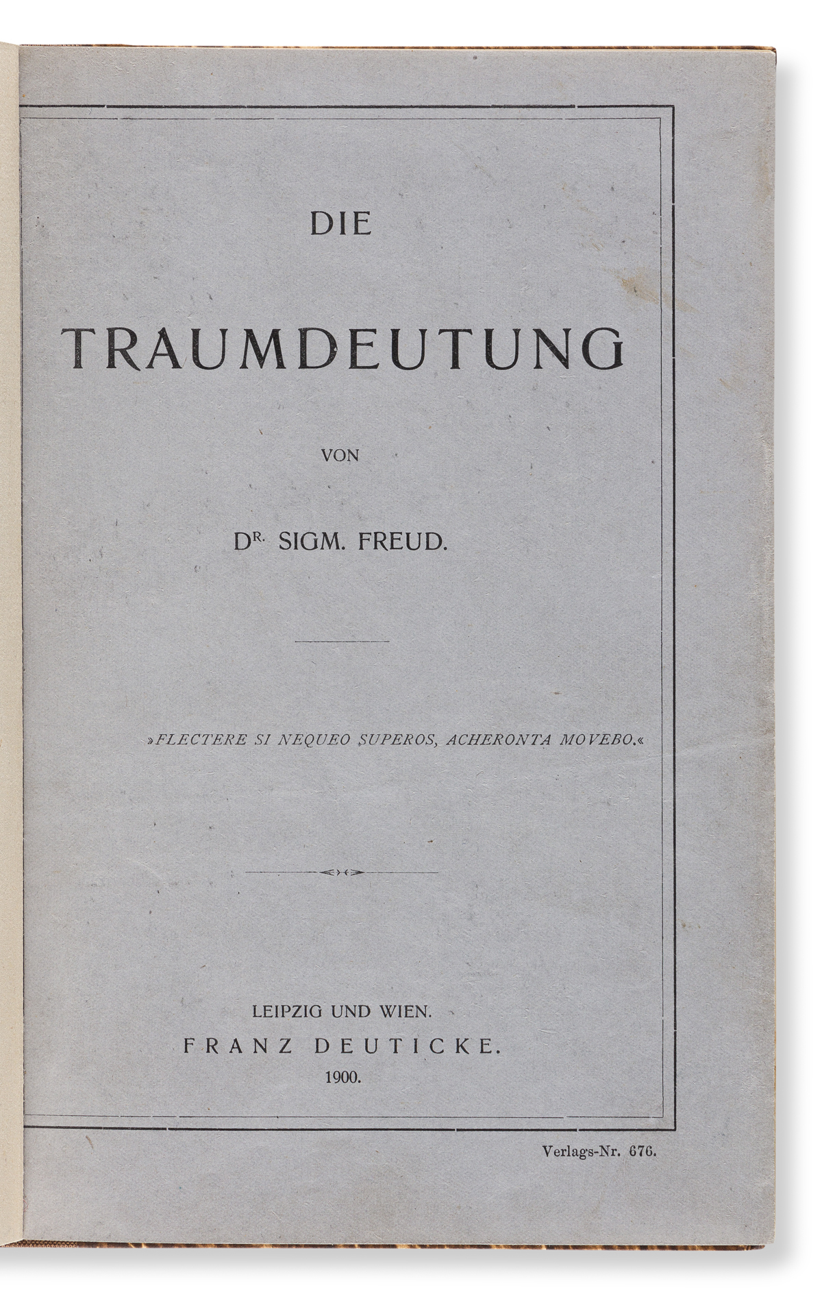 Freud, Sigmund (1856-1939) Die Traumdeutung.